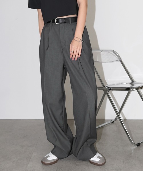 andme(アンドミー)の「2タックセミワイドロングパンツ(スラックス・レディース・ブラック/チャコールグレー/アッシュグレー・M/L)」の22枚目の写真