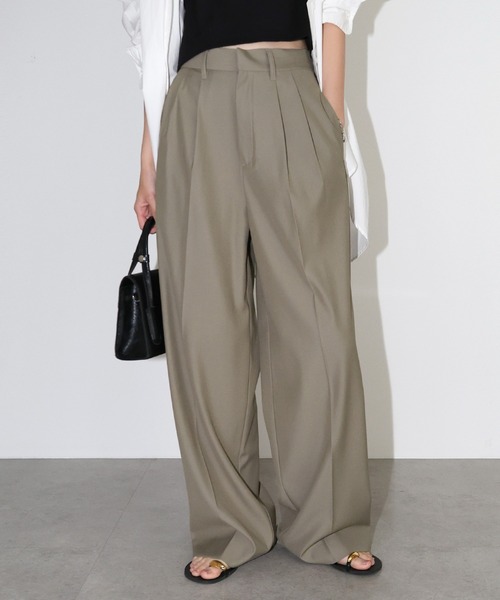 andme(アンドミー)の「2タックセミワイドロングパンツ(スラックス・レディース・ブラック/チャコールグレー/アッシュグレー・M/L)」の8枚目の写真