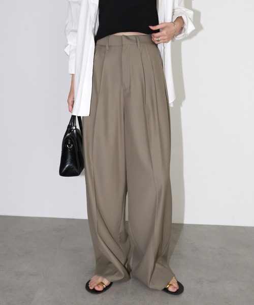 andme(アンドミー)の「2タックセミワイドロングパンツ(スラックス・レディース・ブラック/チャコールグレー/アッシュグレー・M/L)」の10枚目の写真