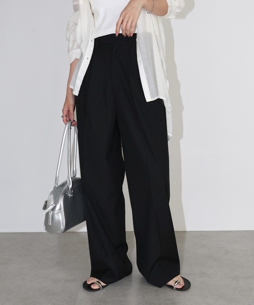 2タックセミワイドロングパンツ（スラックス）｜andme
