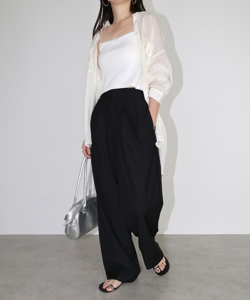 andme(アンドミー)の「2タックセミワイドロングパンツ(スラックス・レディース・ブラック/チャコールグレー/アッシュグレー・M/L)」の17枚目の写真