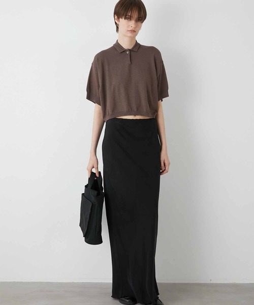 Lapeaudegem ポロニット セール】【LA PEAU DE GEM】halfsleeve polo knit/ハーフ