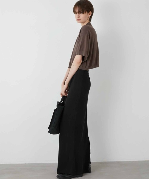 LA PEAU DE GEM(ラポドゥジェム)の「【LA PEAU DE GEM】halfsleeve polo knit/ハーフスリーブポロニット(ポロシャツ・レディース・ブラウン/ブラック・FREE)」の4枚目の写真