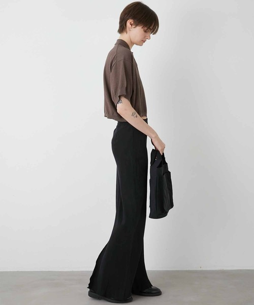 LA PEAU DE GEM(ラポドゥジェム)の「【LA PEAU DE GEM】halfsleeve polo knit/ハーフスリーブポロニット(ポロシャツ・レディース・ブラウン/ブラック・FREE)」の6枚目の写真