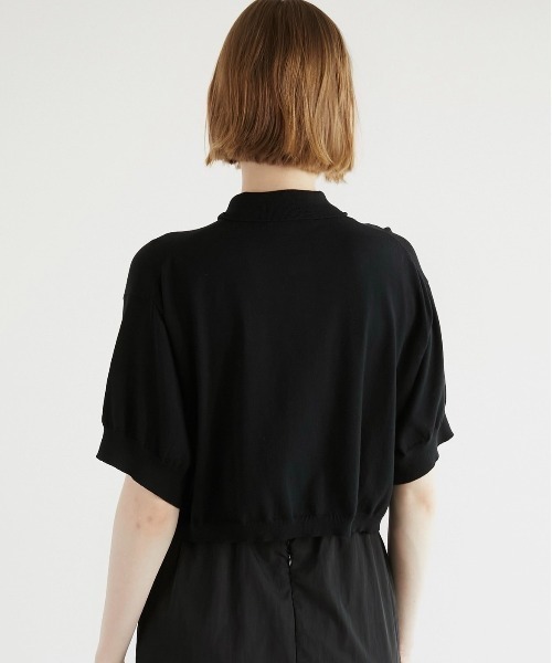 かぐれ✨24SS　ハーフスリーブポロニット　ブラック　リネン　完売品 セール】【LA PEAU DE GEM】halfsleeve polo knit/ハーフ