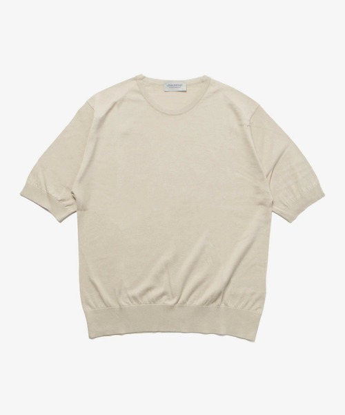 JOHN SMEDLEY(ジョンスメドレー)の「JOHN SMEDLEY NELL ジョンスメドレー 半袖コットンニットプルオーバー Tシャツ(Tシャツ/カットソー・レディース・ネイビー/ブラック/ベージュ系1/ベージュ系・LARGE/MEDIUM/SMALL)」の3枚目の写真