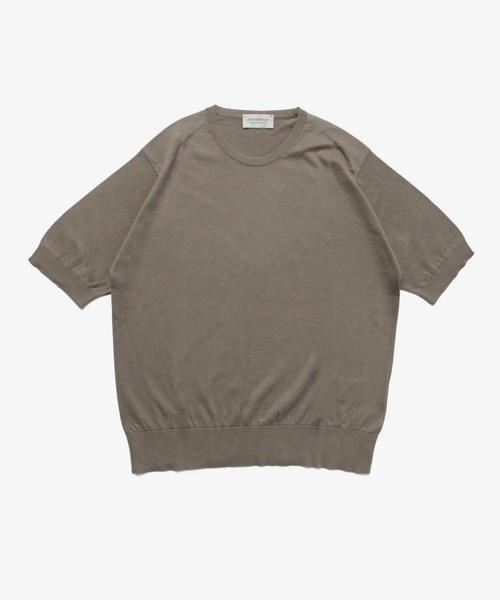 JOHN SMEDLEY(ジョンスメドレー)の「JOHN SMEDLEY NELL ジョンスメドレー 半袖コットンニットプルオーバー Tシャツ(Tシャツ/カットソー・レディース・ネイビー/ブラック/ベージュ系1/ベージュ系・LARGE/MEDIUM/SMALL)」の4枚目の写真