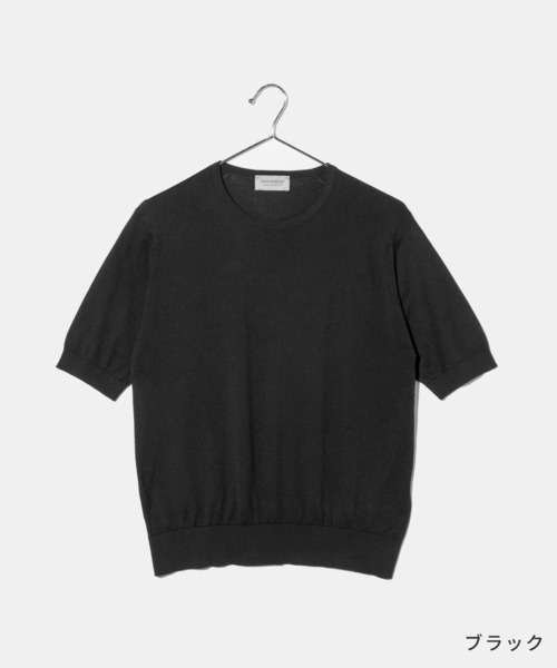 JOHN SMEDLEY(ジョンスメドレー)の「JOHN SMEDLEY NELL ジョンスメドレー 半袖コットンニットプルオーバー Tシャツ(Tシャツ/カットソー・レディース・ネイビー/ブラック/ベージュ系1/ベージュ系・LARGE/MEDIUM/SMALL)」の7枚目の写真