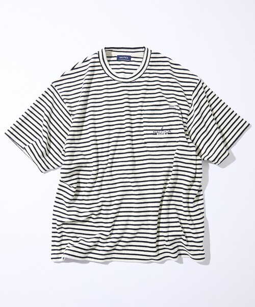 NAUTICA（ノーティカ）の「NAUTICA/ノーティカ ビックシルエット パイル ポケットTシャツ ボーダー柄（Tシャツ/カットソー・メンズ・ライトグレー/ネイビー/ブラウン/その他13・MEDIUM/LARGE/X-LARGE）」の4枚目の写真