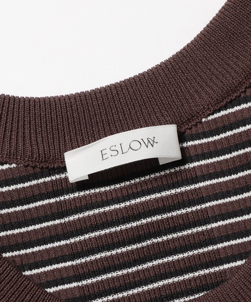 ESLOW(エスロー)の「ESLOW/エスロー COMBINATION TANKTOP ボーダー タンクトップ リブタンク 秋服 冬服(タンクトップ・レディース・ブラウン/ブルー・FREE)」の8枚目の写真