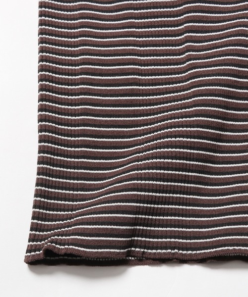 ESLOW(エスロー)の「ESLOW/エスロー COMBINATION TANKTOP ボーダー タンクトップ リブタンク 秋服 冬服(タンクトップ・レディース・ブラウン/ブルー・FREE)」の6枚目の写真