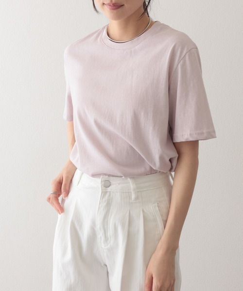 Lace Ladies(レースレディース)の「クルーネック ドロップショルダー ベーシック 半袖 Tシャツ(Tシャツ/カットソー・レディース・パープル/ホワイト/ブラック/グレー/ブルー・FREE)」の5枚目の写真