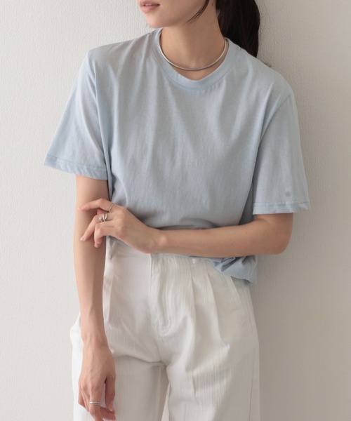 Lace Ladies(レースレディース)の「クルーネック ドロップショルダー ベーシック 半袖 Tシャツ(Tシャツ/カットソー・レディース・パープル/ホワイト/ブラック/グレー/ブルー・FREE)」の4枚目の写真