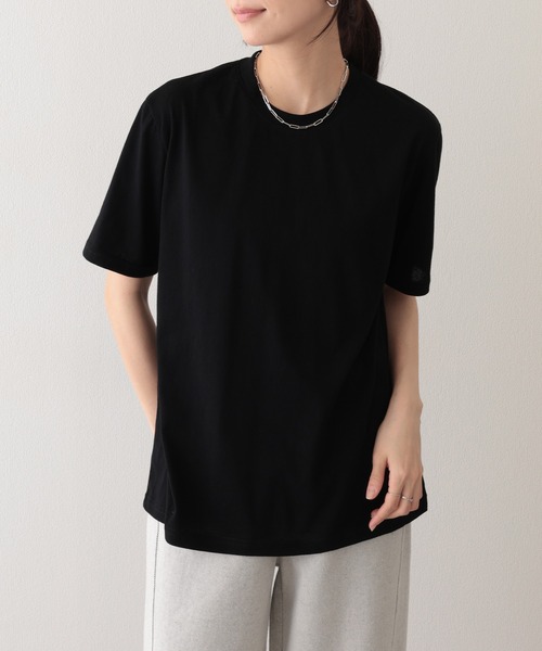 Lace Ladies(レースレディース)の「クルーネック ドロップショルダー ベーシック 半袖 Tシャツ(Tシャツ/カットソー・レディース・パープル/ホワイト/ブラック/グレー/ブルー・FREE)」の1枚目の写真