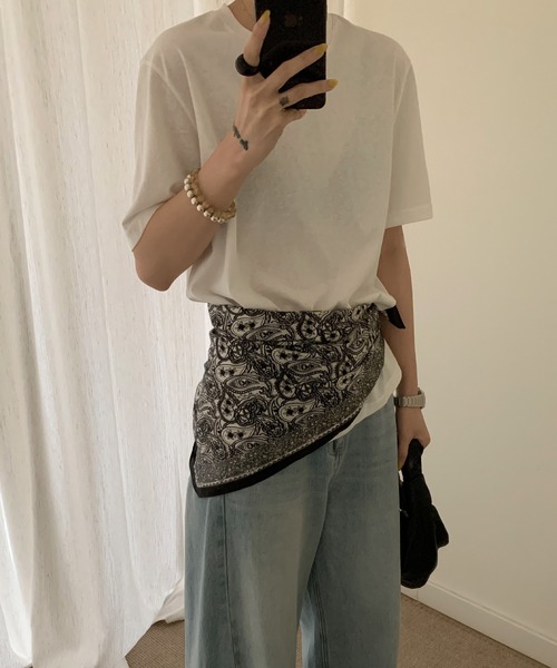 Lace Ladies(レースレディース)の「クルーネック ドロップショルダー ベーシック 半袖 Tシャツ(Tシャツ/カットソー・レディース・パープル/ホワイト/ブラック/グレー/ブルー・FREE)」の7枚目の写真