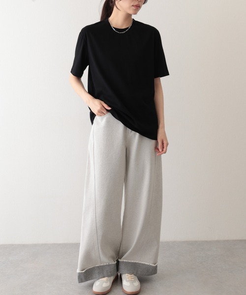 Lace Ladies(レースレディース)の「クルーネック ドロップショルダー ベーシック 半袖 Tシャツ(Tシャツ/カットソー・レディース・パープル/ホワイト/ブラック/グレー/ブルー・FREE)」の10枚目の写真