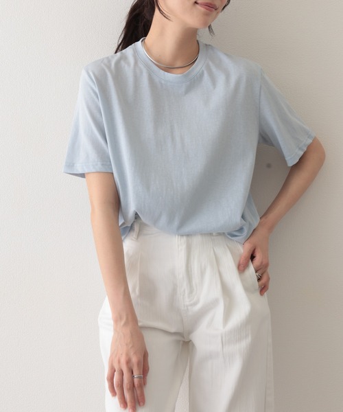 Lace Ladies(レースレディース)の「クルーネック ドロップショルダー ベーシック 半袖 Tシャツ(Tシャツ/カットソー・レディース・パープル/ホワイト/ブラック/グレー/ブルー・FREE)」の14枚目の写真