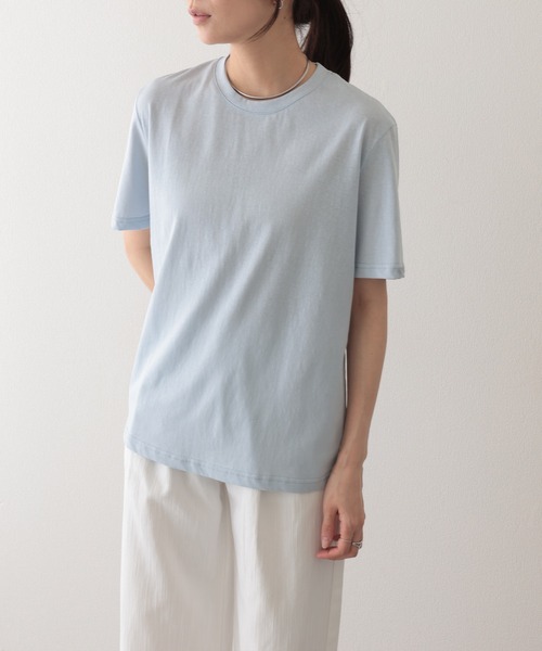 Lace Ladies(レースレディース)の「クルーネック ドロップショルダー ベーシック 半袖 Tシャツ(Tシャツ/カットソー・レディース・パープル/ホワイト/ブラック/グレー/ブルー・FREE)」の16枚目の写真