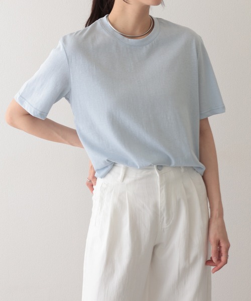 Lace Ladies(レースレディース)の「クルーネック ドロップショルダー ベーシック 半袖 Tシャツ(Tシャツ/カットソー・レディース・パープル/ホワイト/ブラック/グレー/ブルー・FREE)」の18枚目の写真
