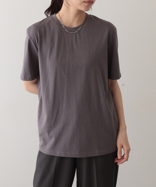 Lace Ladies(レースレディース)の「クルーネック ドロップショルダー ベーシック 半袖 Tシャツ(Tシャツ/カットソー・レディース・パープル/ホワイト/ブラック/グレー/ブルー・FREE)」の21枚目の写真