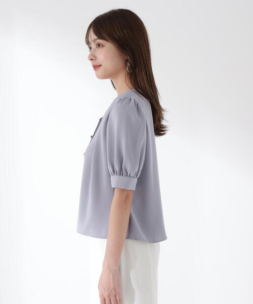 PROPORTION BODY DRESSING(プロポーションボディドレッシング)の「キラボタンブラウス / 1215210608(シャツ/ブラウス・レディース・ブルー/ホワイト系その他/ブラウン・SMALL/MEDIUM)」の8枚目の写真