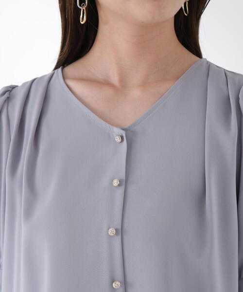 PROPORTION BODY DRESSING(プロポーションボディドレッシング)の「キラボタンブラウス / 1215210608(シャツ/ブラウス・レディース・ブルー/ホワイト系その他/ブラウン・SMALL/MEDIUM)」の6枚目の写真