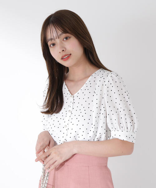 PROPORTION BODY DRESSING(プロポーションボディドレッシング)の「キラボタンブラウス / 1215210608(シャツ/ブラウス・レディース・ブルー/ホワイト系その他/ブラウン・SMALL/MEDIUM)」の1枚目の写真