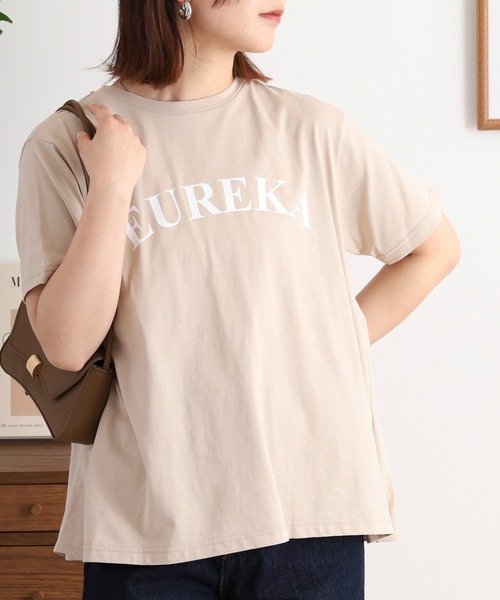 tシャツ EGLANTINE バックタックロゴプリント半袖カットソー レディース セール】EGLANTINE バックタックロゴプリント半袖カットソー（T