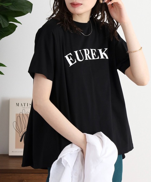 tシャツ EGLANTINE バックタックロゴプリント半袖カットソー レディース セール】EGLANTINE バックタックロゴプリント半袖カットソー（T