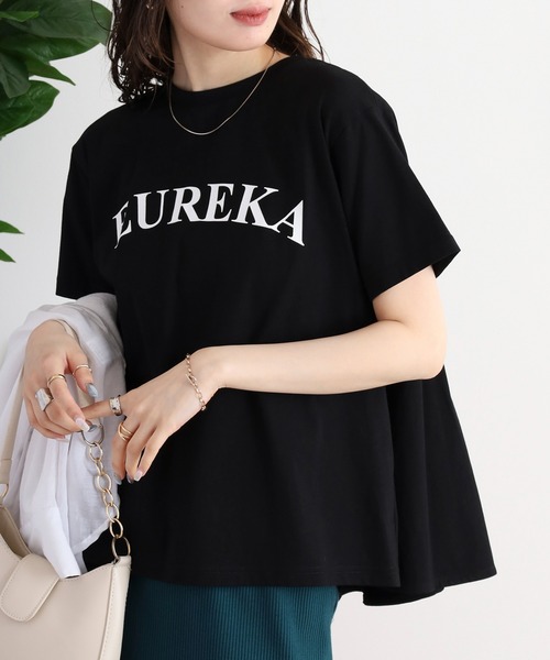 tシャツ EGLANTINE バックタックロゴプリント半袖カットソー レディース セール】EGLANTINE バックタックロゴプリント半袖カットソー（T