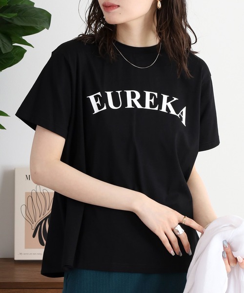 tシャツ EGLANTINE バックタックロゴプリント半袖カットソー レディース セール】EGLANTINE バックタックロゴプリント半袖カットソー（T