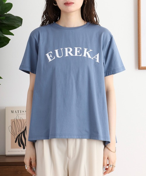 tシャツ EGLANTINE バックタックロゴプリント半袖カットソー レディース セール】EGLANTINE バックタックロゴプリント半袖カットソー（T