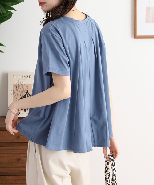 EGLANTINE(エグランティーヌ)の「EGLANTINE バックタックロゴプリント半袖カットソー(Tシャツ/カットソー・レディース・ブラック/グレイッシュブルー/ベージュ・40)」の20枚目の写真
