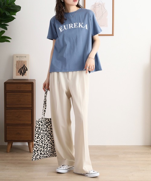 tシャツ EGLANTINE バックタックロゴプリント半袖カットソー レディース セール】EGLANTINE バックタックロゴプリント半袖カットソー（T