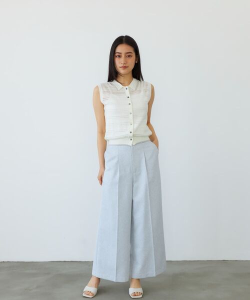 リネンライクベルテッドワイドパンツ 【低身長・小柄女性