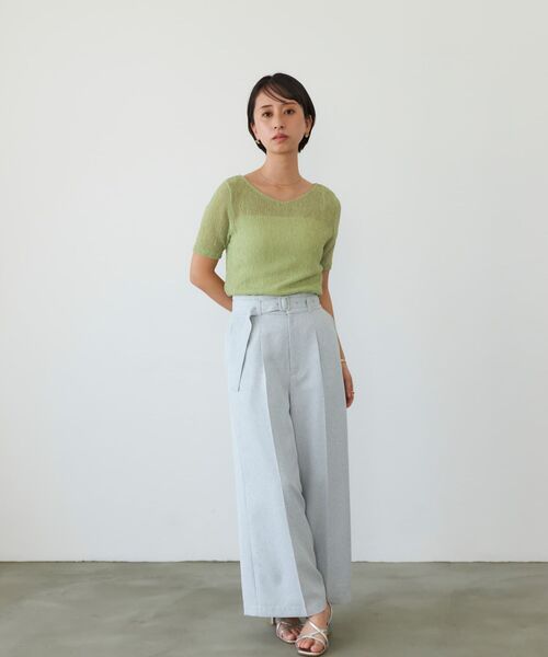 MUSINSA STANDARD LADY'S_リネンライクワイドパンツ_4色 リネンライクベルテッドワイドパンツ 【低身長・小柄女性