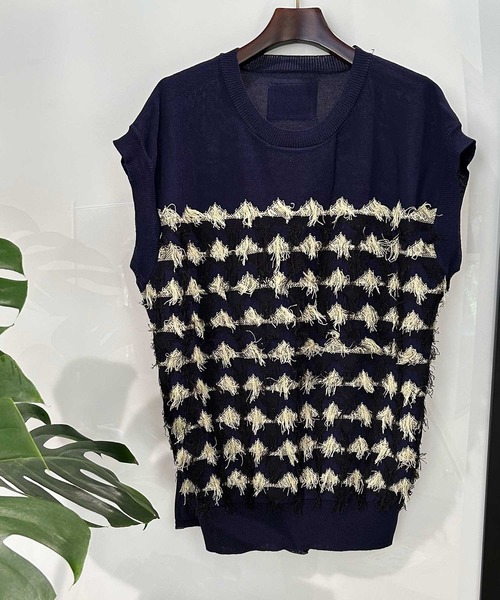 MARECHAL TERRE（マルシャルテル）の「フリンジニット（ニット/セーター・レディース・ネイビー/アイボリー/ブラック/グレイッシュベージュ・MEDIUM）」の19枚目の写真