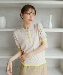 Eclat one（エクラワン）の「【Eclat one】レトロ 配色 ニット ポロシャツ（ポロシャツ）」