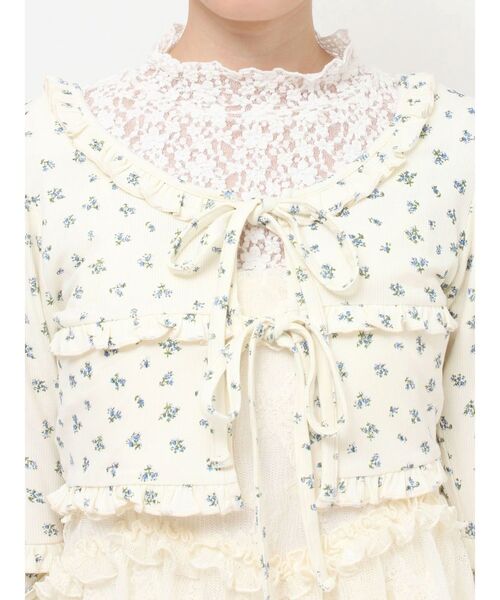 merry jenny（メリージェニー）の「floralフリルリブボレロ（カーディガン/ボレロ・レディース・アイボリー/グレー・FREE）」の6枚目の写真