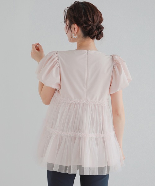 fitmore♡チュールレイヤードパフスリーブトップス♡ セール】チュールレイヤードパフスリーブトップス（その他