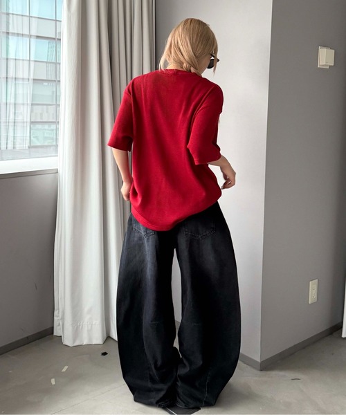 sedacle(セダクル)の「ワッフルスタッズプリントTシャツ(Tシャツ/カットソー・レディース・アイボリー/グレー/レッド・SMALL/MEDIUM/LARGE)」の12枚目の写真