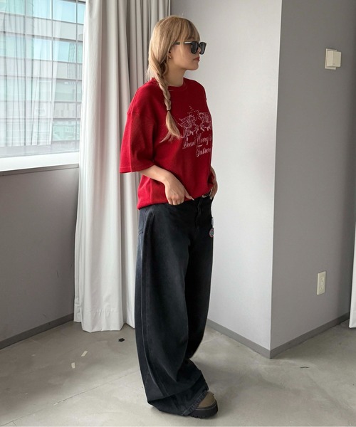 sedacle(セダクル)の「ワッフルスタッズプリントTシャツ(Tシャツ/カットソー・レディース・アイボリー/グレー/レッド・SMALL/MEDIUM/LARGE)」の13枚目の写真
