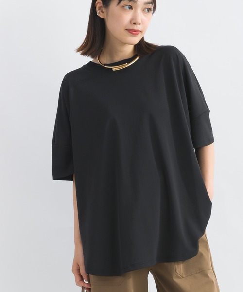 tシャツ うしろZIP切替プルオーバー レディース セール】サークルストレッチバックジッププルオーバー（Tシャツ