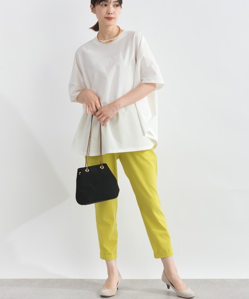 tシャツ うしろZIP切替プルオーバー レディース Aletta vita トップス プルオーバー Tシャツ 袖タック 異素材