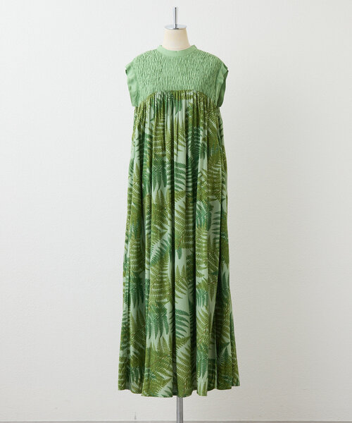 【SUM1 STYLE(スミスタイル)】ボタニカル柄/シダ柄ワンピース 動画あり》ボタニカル柄/シダ柄ワンピース【SUM1 STYLE(スミ