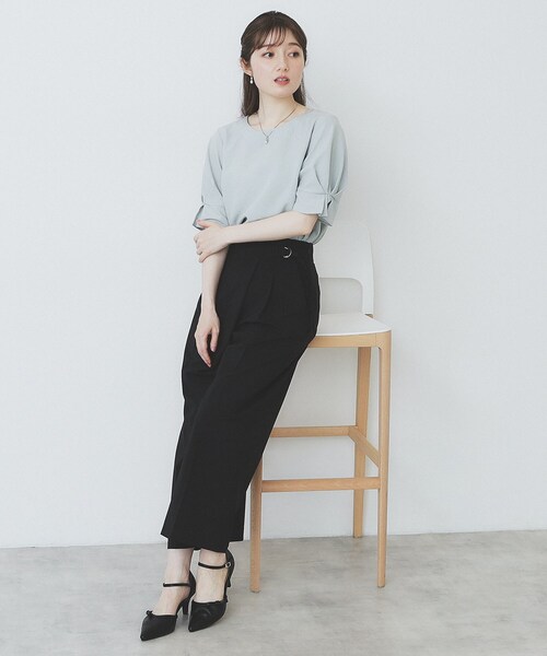 index（インデックス）の「ラップストレートパンツ【接触冷感/抗ピル/洗濯機洗い可/イージーアイロン】（その他パンツ・レディース・ダークグレー/ブラック/ブラウン系その他・36/40/38）」の19枚目の写真