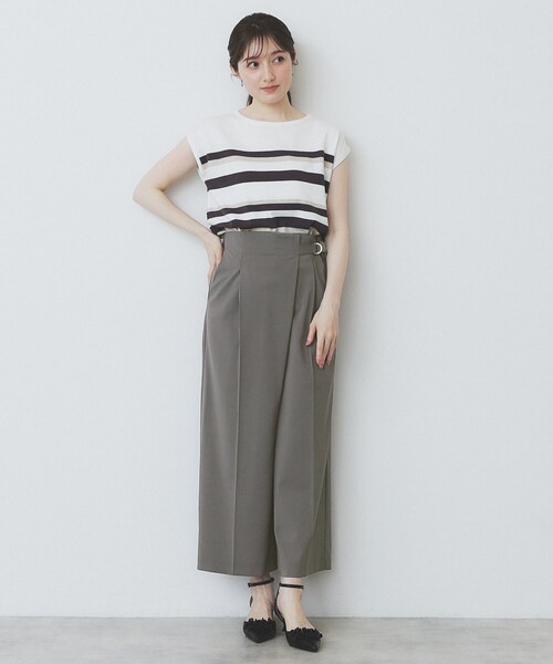 index（インデックス）の「ラップストレートパンツ【接触冷感/抗ピル/洗濯機洗い可/イージーアイロン】（その他パンツ・レディース・ダークグレー/ブラック/ブラウン系その他・36/40/38）」の16枚目の写真