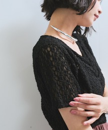 VIS | 【WEB/一部店舗限定】胸ギャザーレースプルオーバー(Tシャツ/カットソー)