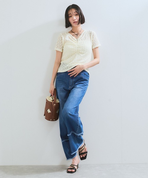 VIS(ビス)の「【WEB/一部店舗限定】胸ギャザーレースプルオーバー(Tシャツ/カットソー・レディース・ブラック/キナリ・FREE)」の19枚目の写真