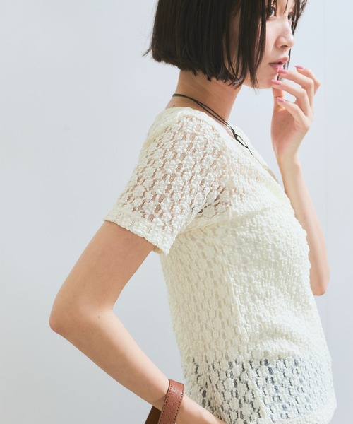 VIS(ビス)の「【WEB/一部店舗限定】胸ギャザーレースプルオーバー(Tシャツ/カットソー・レディース・ブラック/キナリ・FREE)」の17枚目の写真
